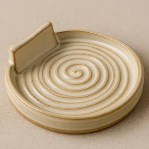 12 Ceramic Soap Dish with Swirl Pattern and Sponge Rest