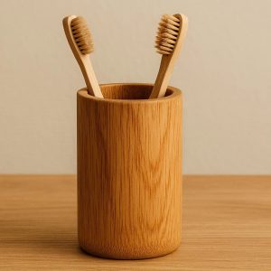 26 Bamboo Toothbrush Holder with Natural Wood Grain