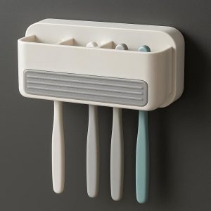 27 Wall-Mounted Toothbrush Rack with Anti-Slip Base
